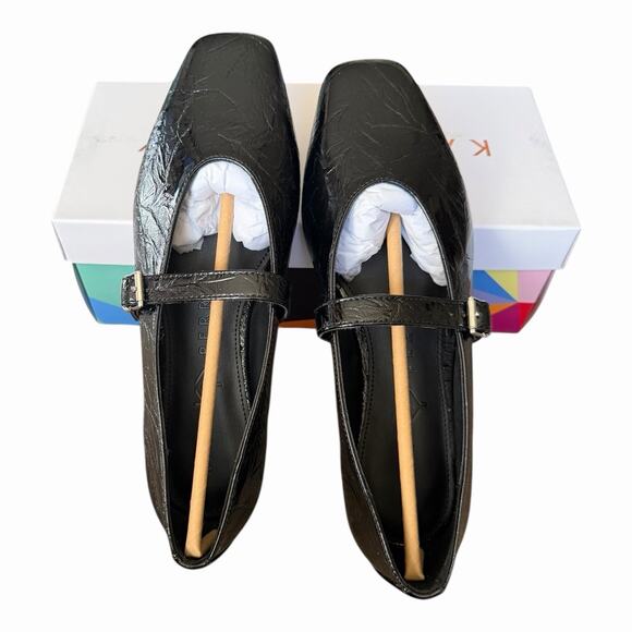 Katy Perry Evie Mary Jane Flats Black Patent Embossed Leaf Buckle Shoes 8 NIB - Picture 7 of 12